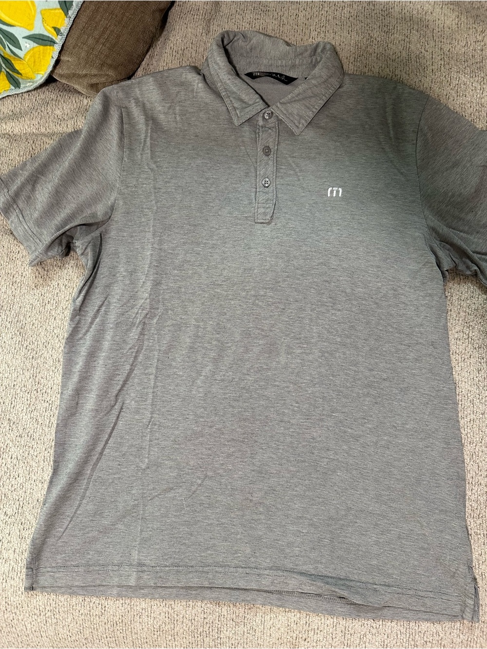Travis Mathew Men's Heather Gray Polo with Subtle Logo